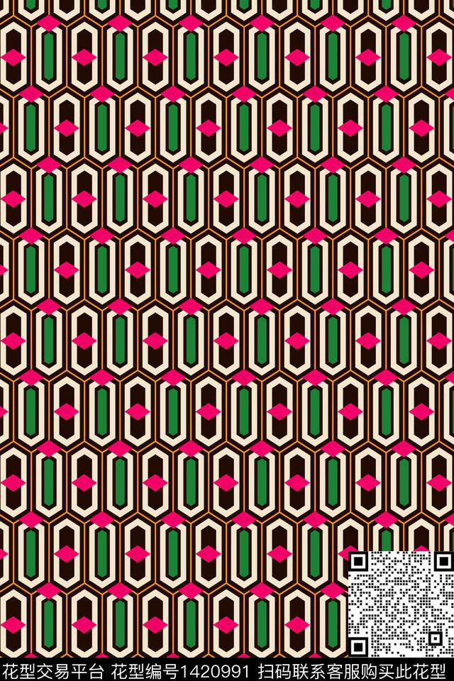 几何格子菱形传统印花华亿平台下载（图片编号: 1420991） - 瓦栏（Walan）