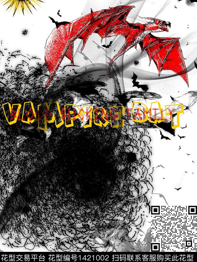 蝙蝠烟雾大牌风数码印花华亿平台下载（图片编号: 1421002） - 瓦栏（Walan）