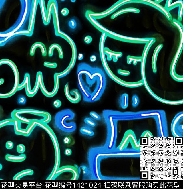 渐变字母趣味数码印花华亿平台下载（图片编号: 1421024） - 瓦栏（Walan）