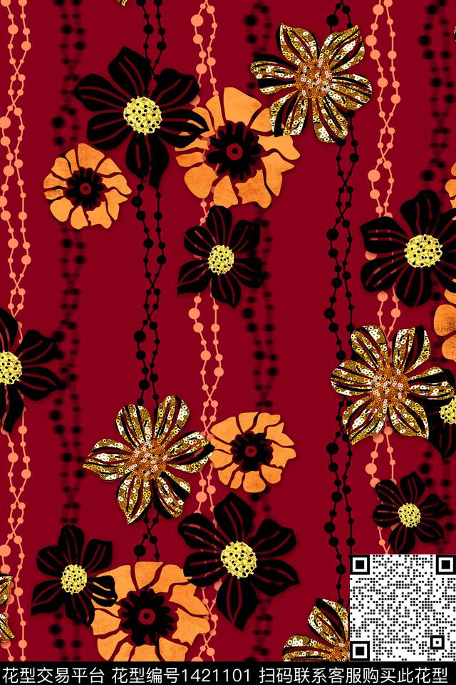 简约数码华亿平台花卉数码印花华亿平台下载（图片编号: 1421101） - 瓦栏（Walan）