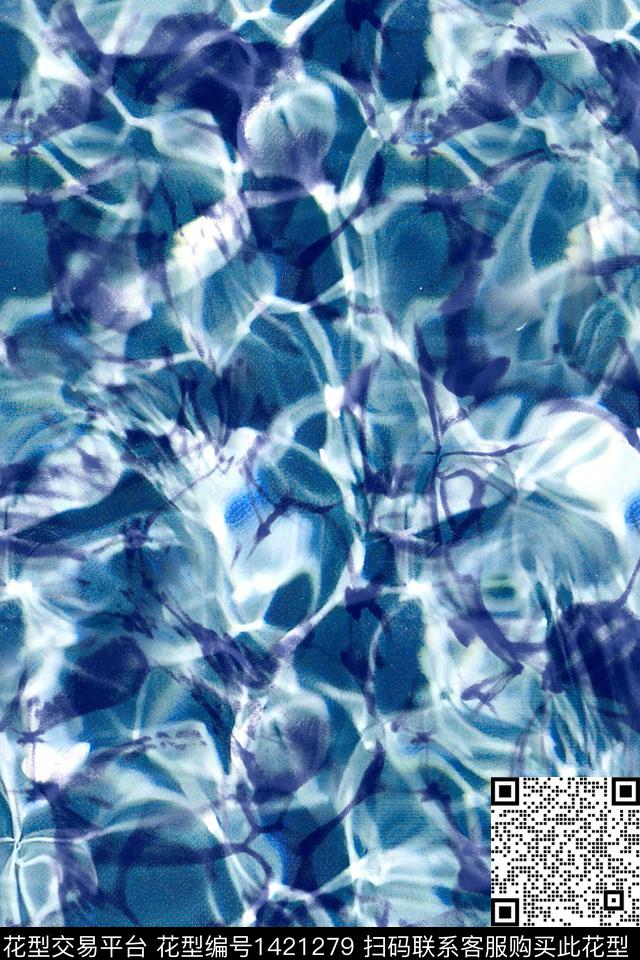 炫彩肌理抽象花卉数码印花华亿平台下载（图片编号: 1421279） - 瓦栏（Walan）
