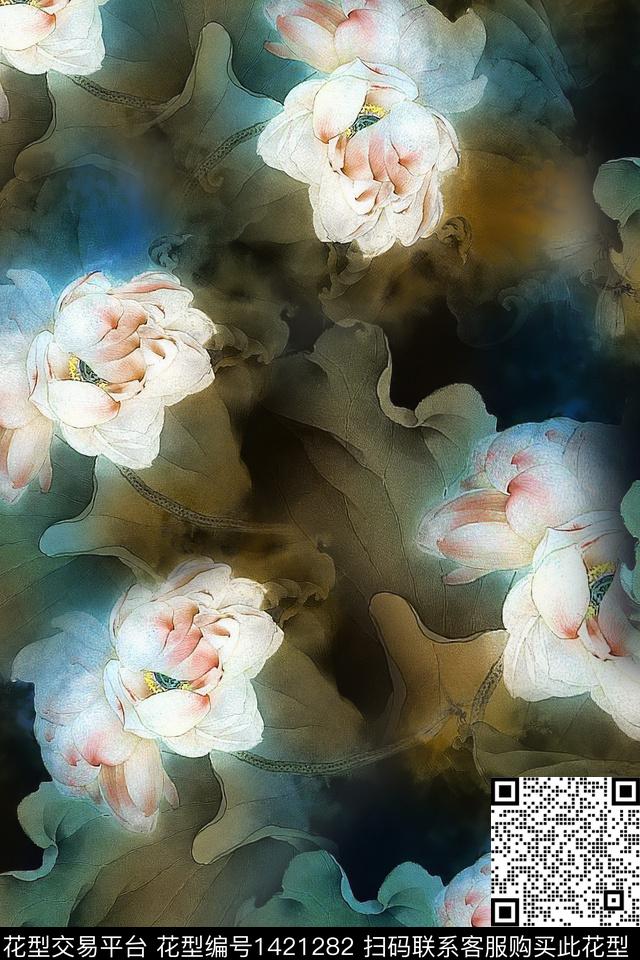 水彩大牌风旗袍数码印花华亿平台下载（图片编号: 1421282） - 瓦栏（Walan）