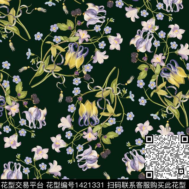 花卉大牌风小碎花数码印花华亿平台下载（图片编号: 1421331） - 瓦栏（Walan）