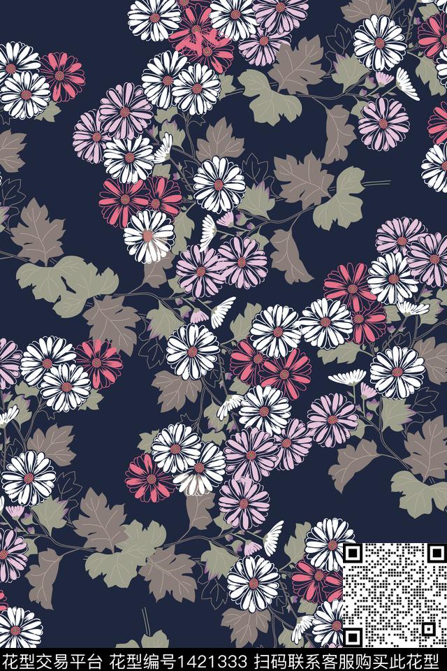 民族风花卉枫叶数码印花华亿平台下载（图片编号: 1421333） - 瓦栏（Walan）