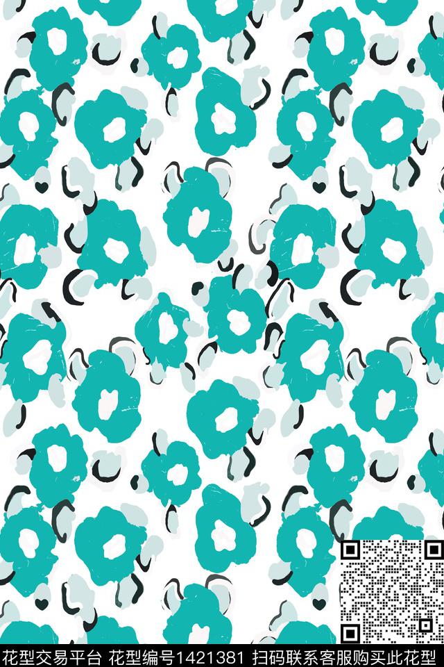 年轻女性小碎花绿色数码印花华亿平台下载（图片编号: 1421381） - 瓦栏（Walan）