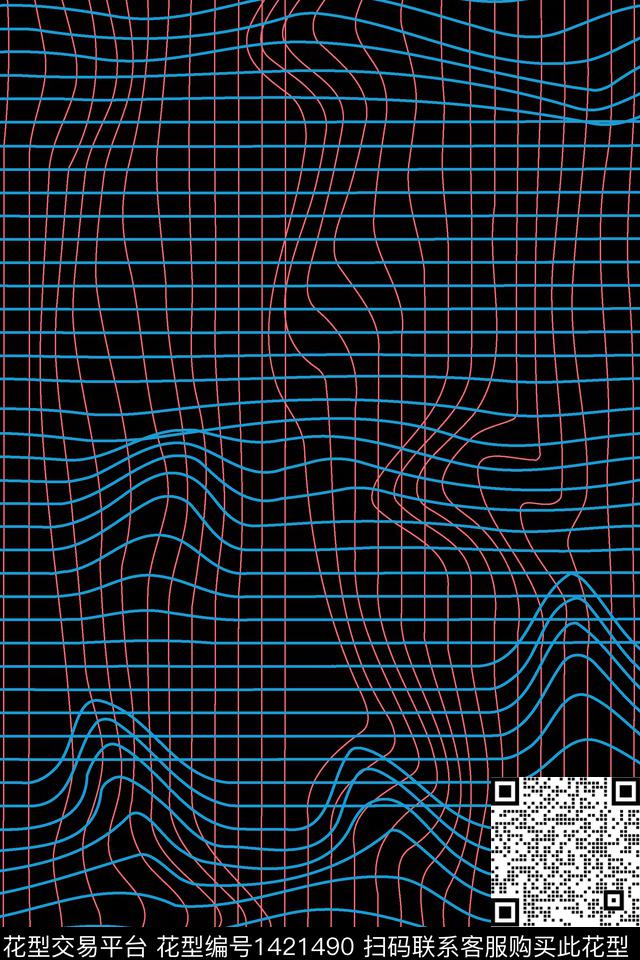 条格线条流线传统印花华亿平台下载（图片编号: 1421490） - 瓦栏（Walan）