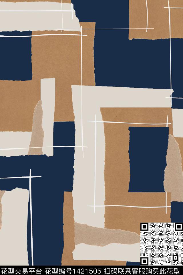 撞色几何休闲数码印花华亿平台下载（图片编号: 1421505） - 瓦栏（Walan）