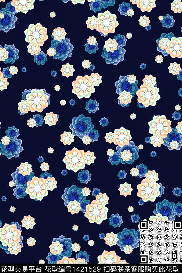 中国风小碎花审数码印花华亿平台下载（图片编号: 1421529） - 瓦栏（Walan）