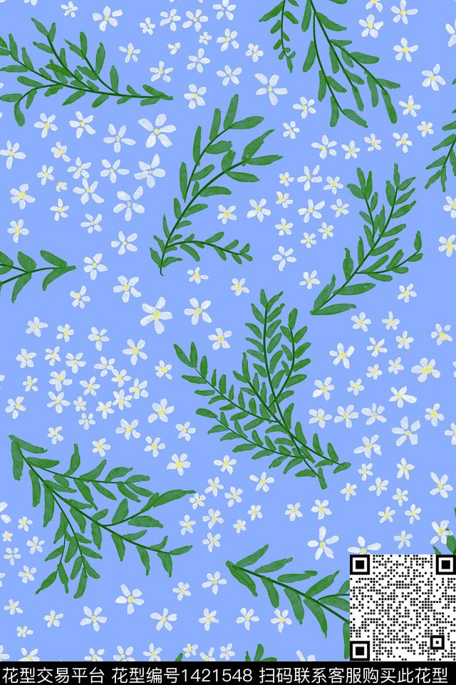 水彩笔触手绘数码印花华亿平台下载（图片编号: 1421548） - 瓦栏（Walan）