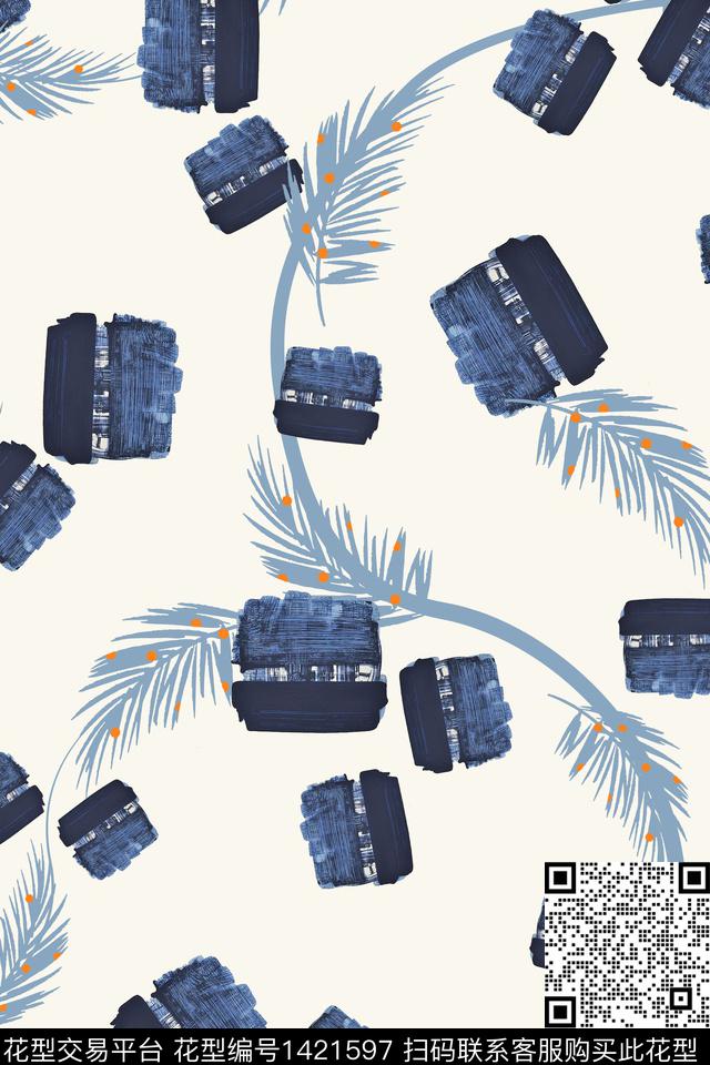 绿植树叶奢华年轻女性数码印花华亿平台下载（图片编号: 1421597） - 瓦栏（Walan）