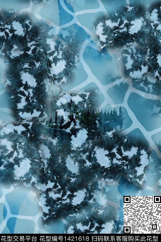 纹理真丝混合拼接数码印花华亿平台下载（图片编号: 1421618） - 瓦栏（Walan）