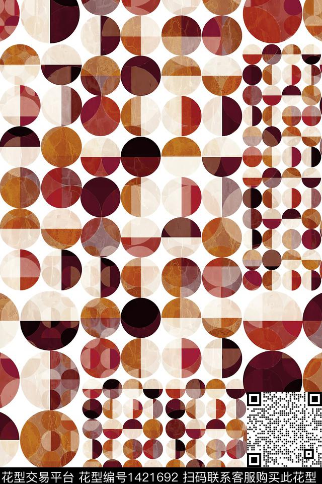 几何肌理复古数码印花华亿平台下载（图片编号: 1421692） - 瓦栏（Walan）
