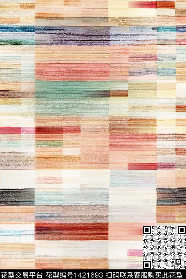 几何肌理抽象花卉数码印花华亿平台下载（图片编号: 1421693） - 瓦栏（Walan）