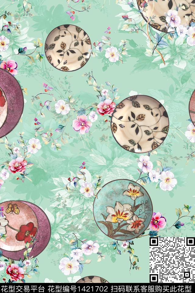 花卉中国风真丝数码印花华亿平台下载（图片编号: 1421702） - 瓦栏（Walan）