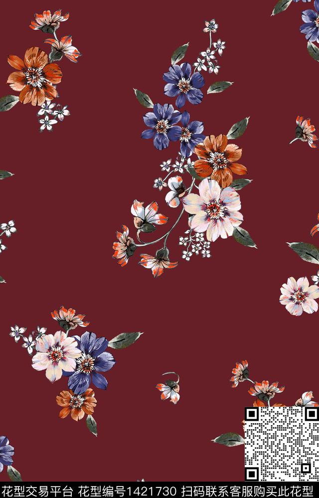 绿植树叶数码华亿平台花卉数码印花华亿平台下载（图片编号: 1421730） - 瓦栏（Walan）