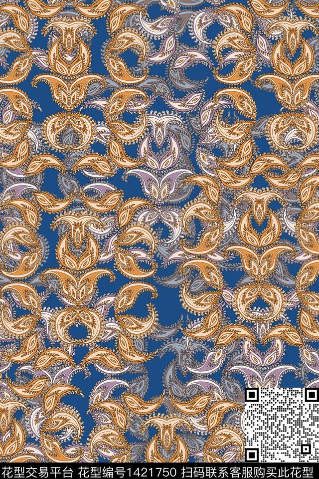 传统纹样佩斯利民族风数码印花华亿平台下载（图片编号: 1421750） - 瓦栏（Walan）