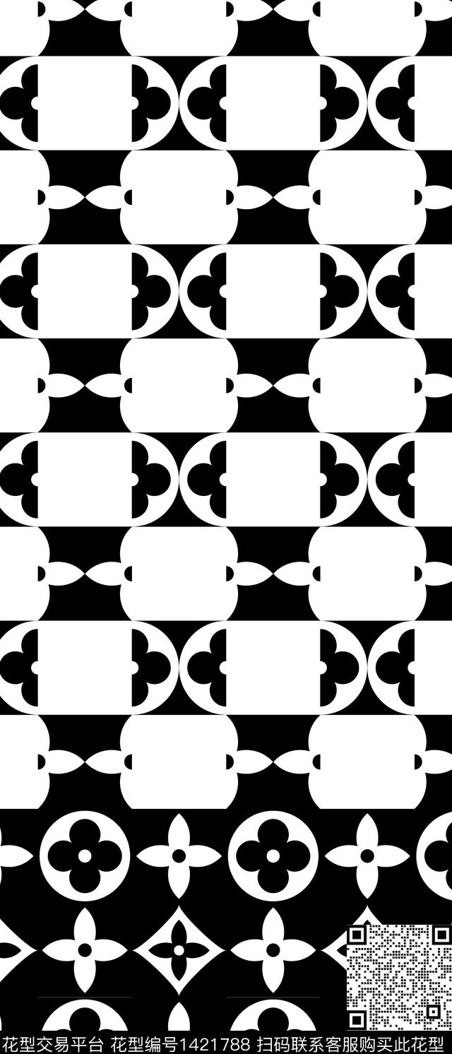 黑白华亿平台抽象艺术传统印花华亿平台下载（图片编号: 1421788） - 瓦栏（Walan）