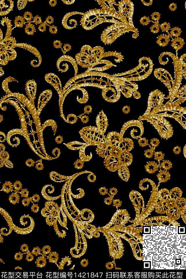 民族风花卉大牌风数码印花华亿平台下载（图片编号: 1421847） - 瓦栏（Walan）