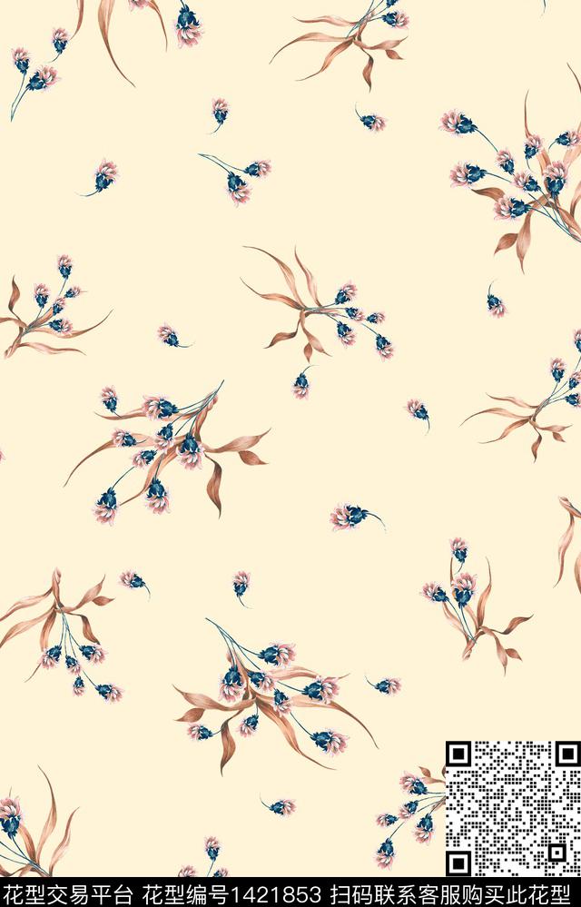动物花卉数码华亿平台花卉传统印花华亿平台下载（图片编号: 1421853） - 瓦栏（Walan）