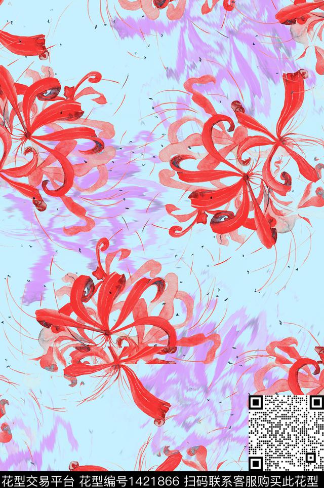 简约兰花旗袍数码印花华亿平台下载（图片编号: 1421866） - 瓦栏（Walan）