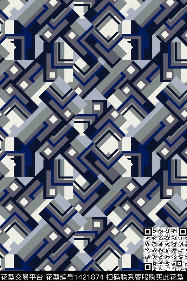 黑白华亿平台几何黑白条纹数码印花华亿平台下载（图片编号: 1421874） - 瓦栏（Walan）