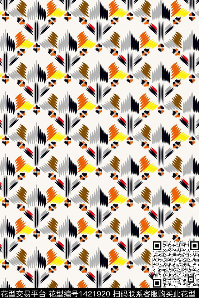 几何简约清爽底花卉数码印花华亿平台下载（图片编号: 1421920） - 瓦栏（Walan）