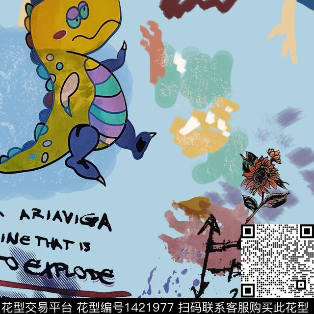 涂鸦抽象大牌风数码印花华亿平台下载（图片编号: 1421977） - 瓦栏（Walan）