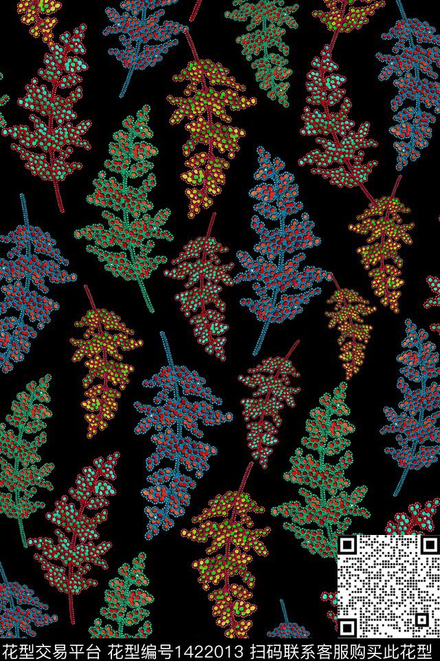 绿植树叶大牌风抽象数码印花华亿平台下载（图片编号: 1422013） - 瓦栏（Walan）