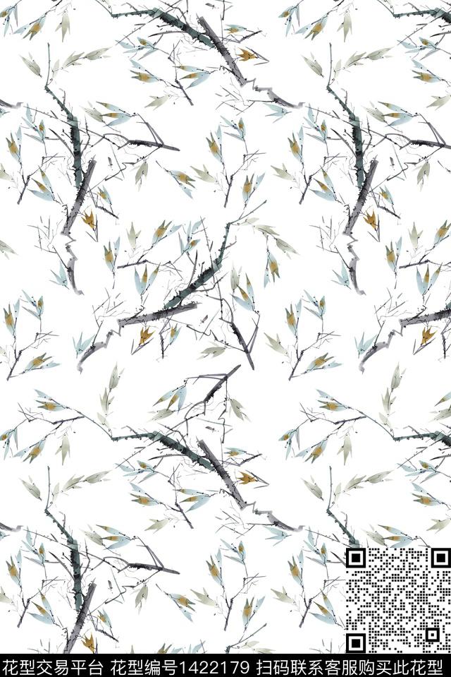 绿植树叶花卉大牌风数码印花华亿平台下载（图片编号: 1422179） - 瓦栏（Walan）