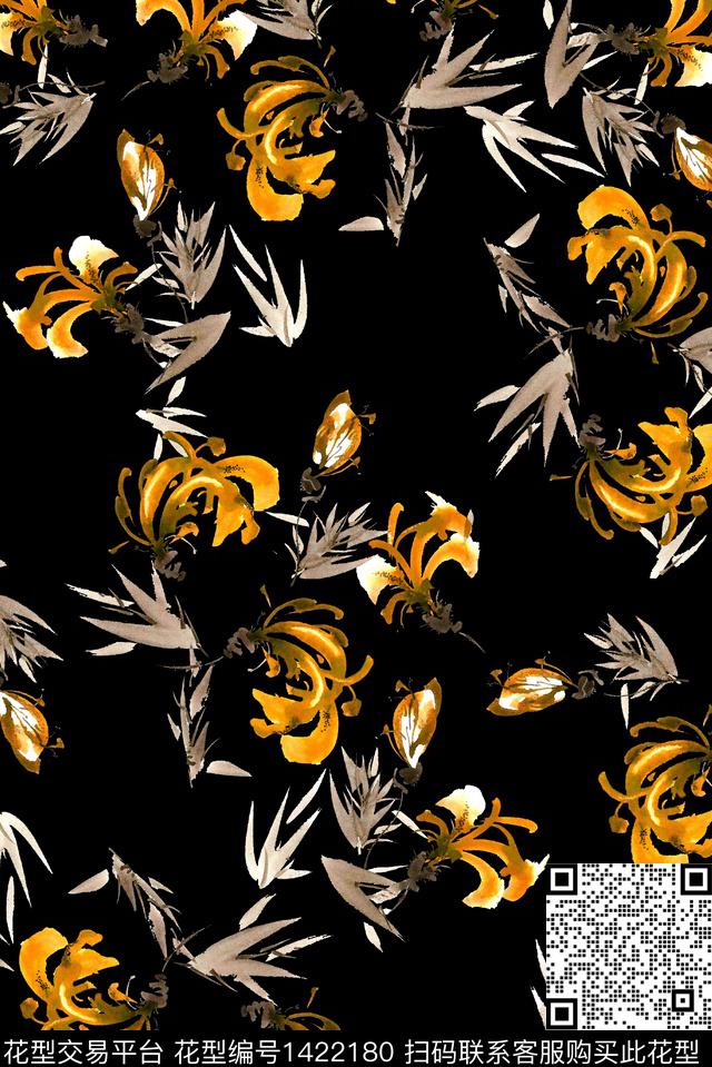 花卉大牌风小清新数码印花华亿平台下载（图片编号: 1422180） - 瓦栏（Walan）