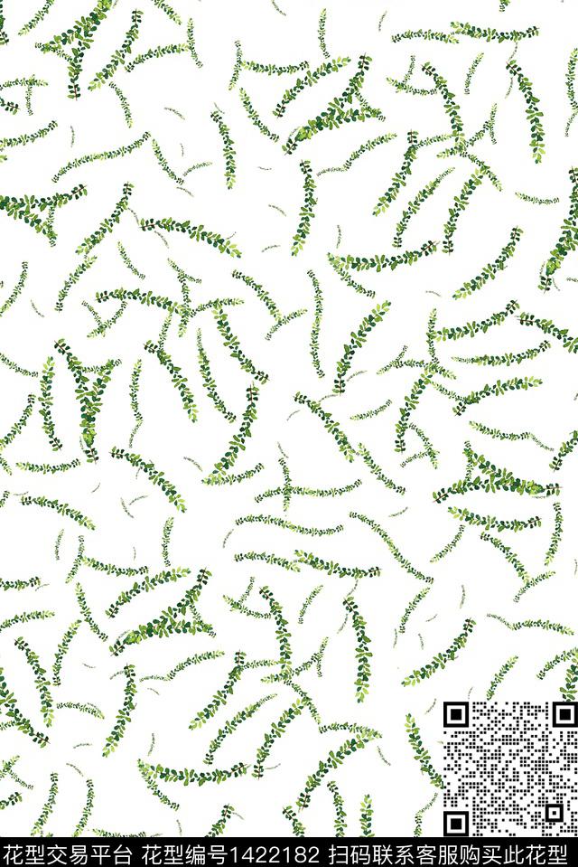 绿植树叶大牌风小清新数码印花华亿平台下载（图片编号: 1422182） - 瓦栏（Walan）