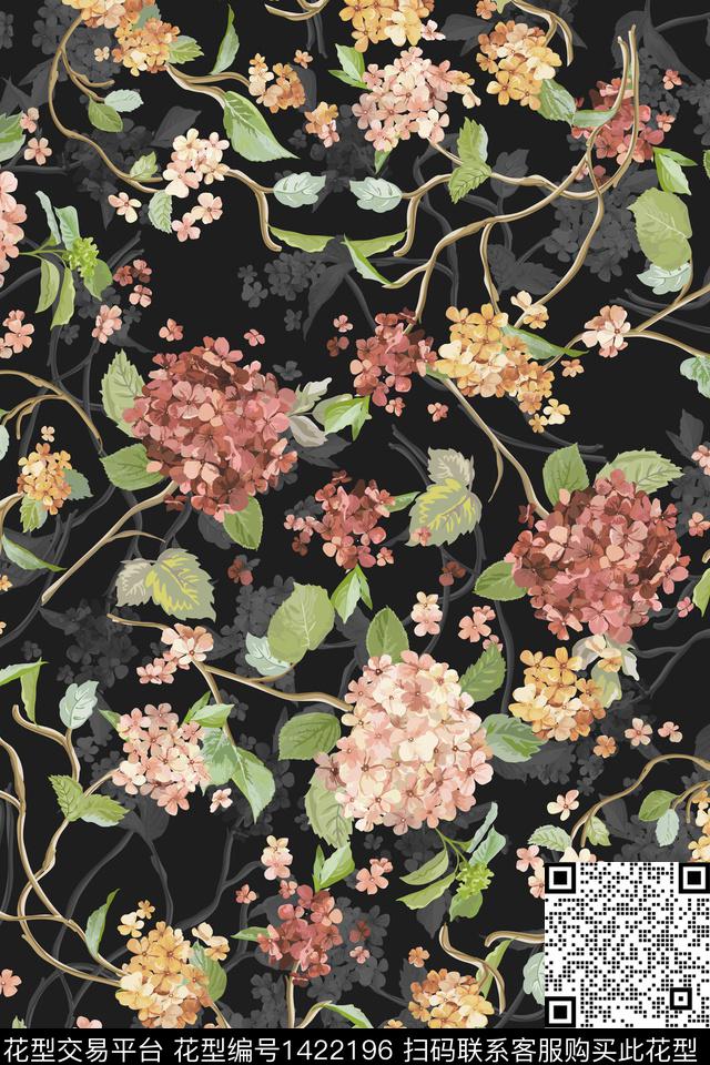 复古民族风花卉数码印花华亿平台下载（图片编号: 1422196） - 瓦栏（Walan）