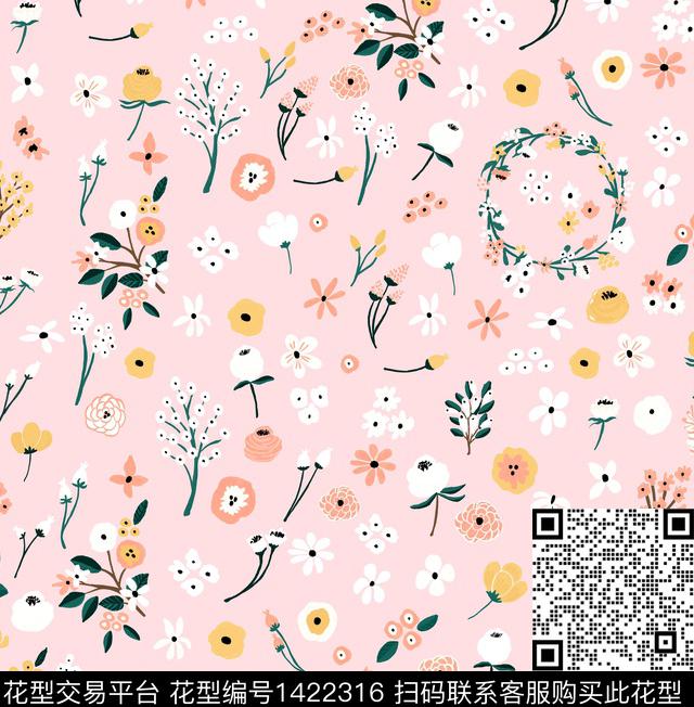 小清新小碎花日韩风数码印花华亿平台下载（图片编号: 1422316） - 瓦栏（Walan）