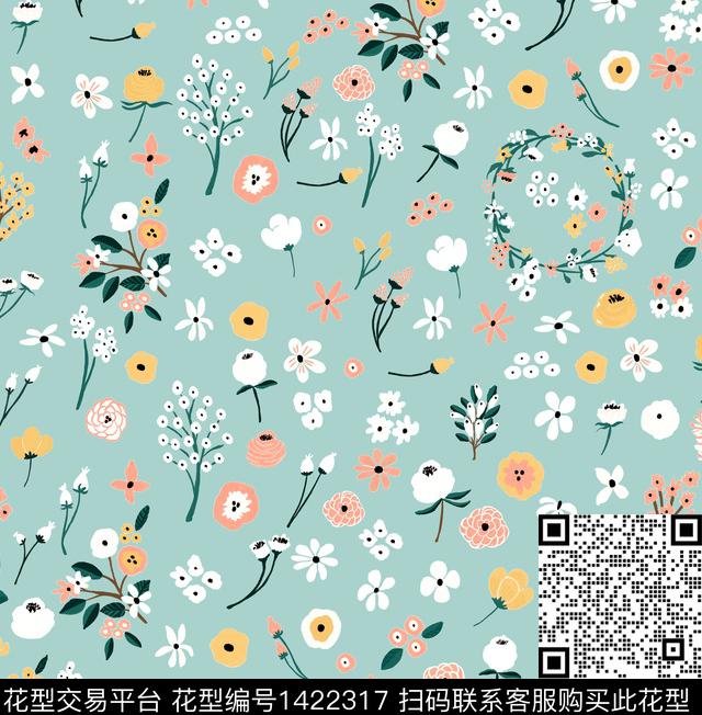 小清新小碎花日韩风数码印花华亿平台下载（图片编号: 1422317） - 瓦栏（Walan）