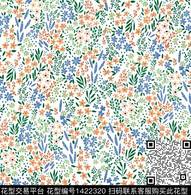 小清新小碎花日韩风数码印花华亿平台下载（图片编号: 1422320） - 瓦栏（Walan）