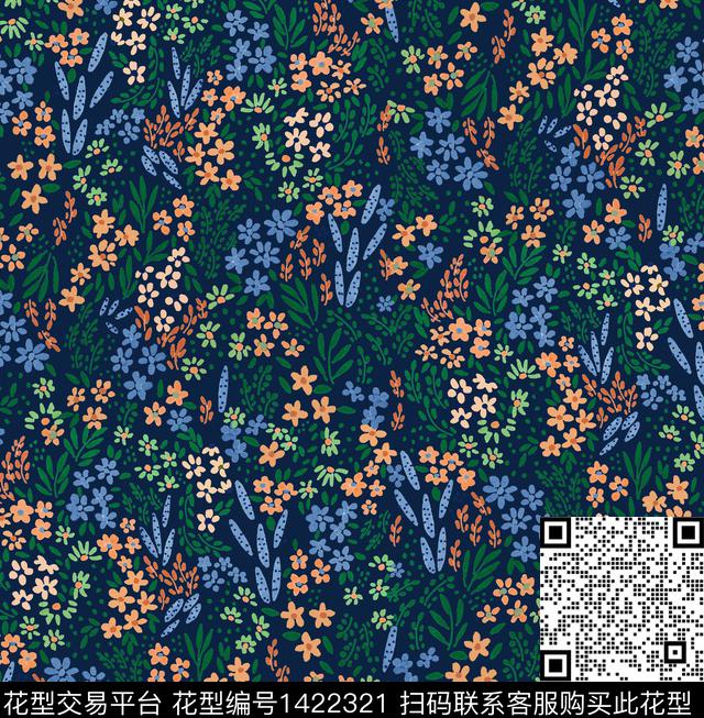 小清新小碎花日韩风数码印花华亿平台下载（图片编号: 1422321） - 瓦栏（Walan）