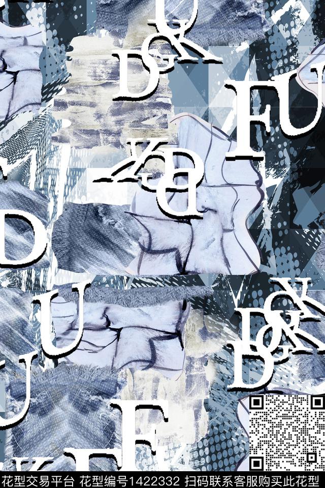 字母肌理抽象数码印花华亿平台下载（图片编号: 1422332） - 瓦栏（Walan）