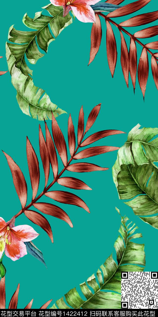 绿植树叶扎染华亿平台花卉传统印花华亿平台下载（图片编号: 1422412） - 瓦栏（Walan）