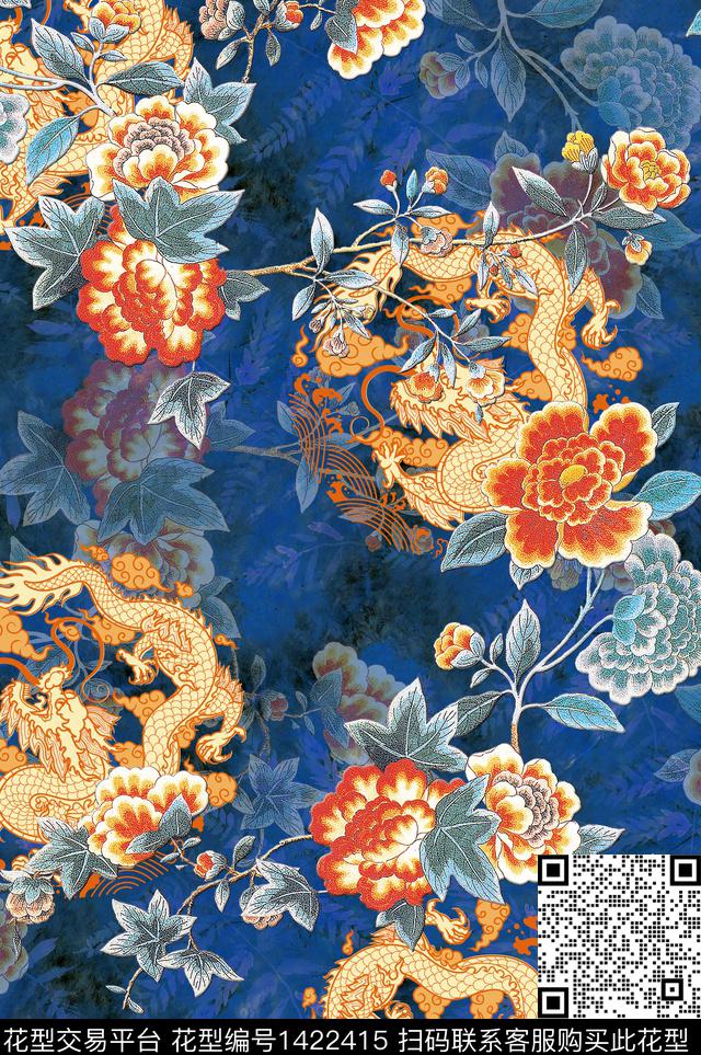 中国风旗袍香云纱数码印花华亿平台下载（图片编号: 1422415） - 瓦栏（Walan）