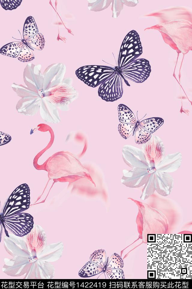 文艺时尚鸟数码印花华亿平台下载（图片编号: 1422419） - 瓦栏（Walan）