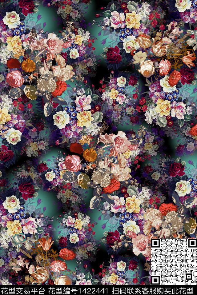 满版散花底纹花中老年花卉数码印花华亿平台下载（图片编号: 1422441） - 瓦栏（Walan）