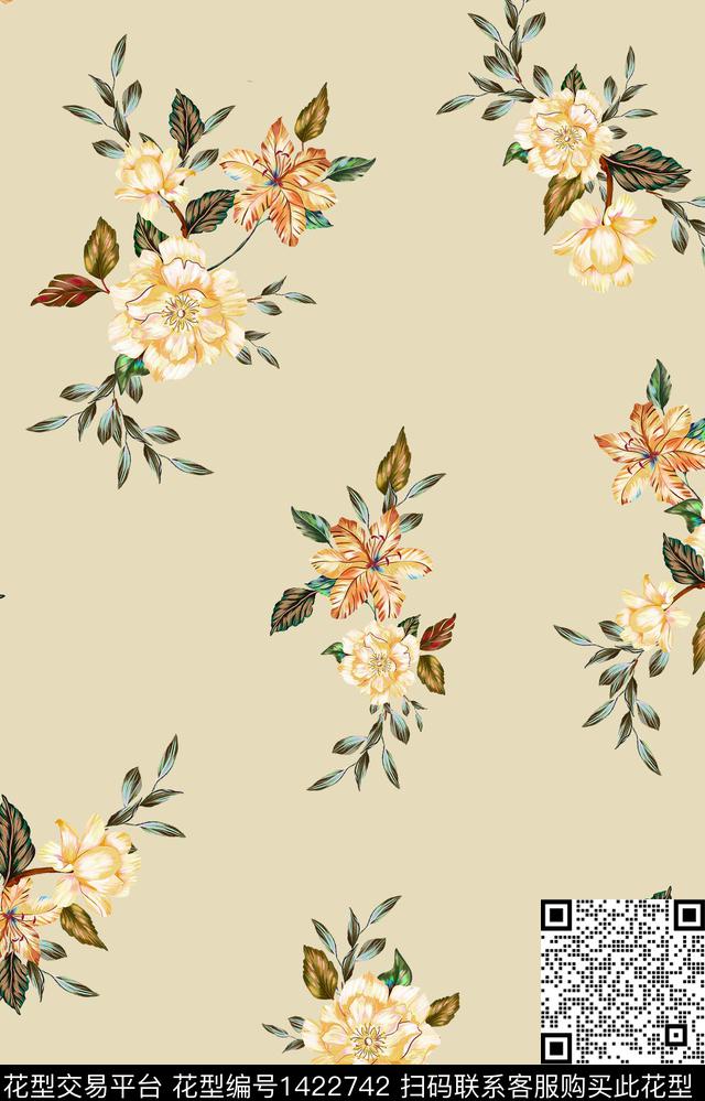 数码华亿平台民族风花卉传统印花华亿平台下载（图片编号: 1422742） - 瓦栏（Walan）