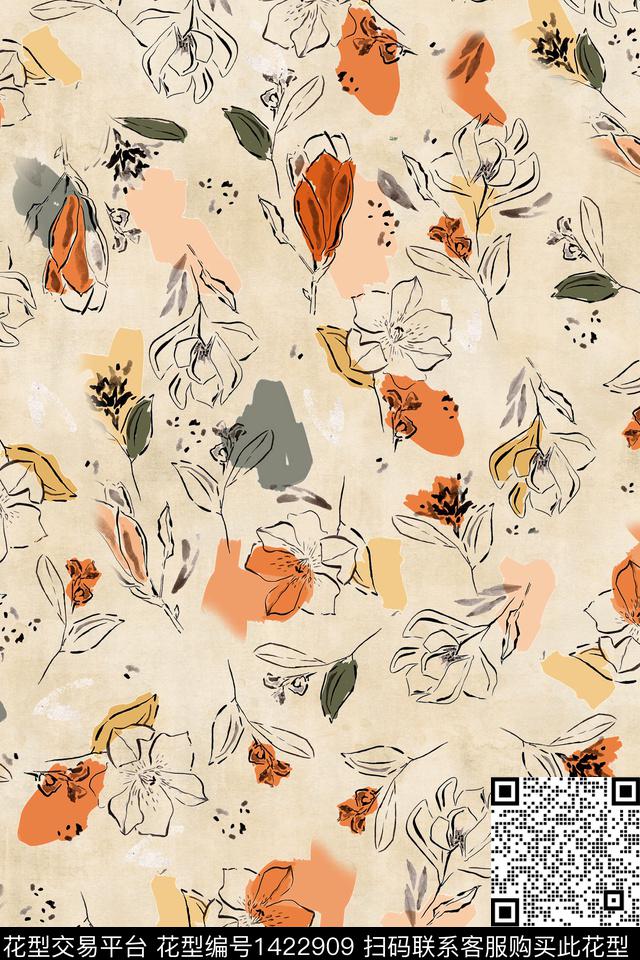 数码华亿平台花卉大牌风数码印花华亿平台下载（图片编号: 1422909） - 瓦栏（Walan）