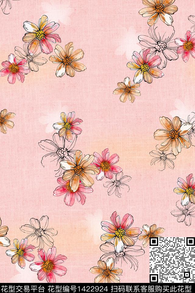 数码华亿平台花卉大牌风数码印花华亿平台下载（图片编号: 1422924） - 瓦栏（Walan）