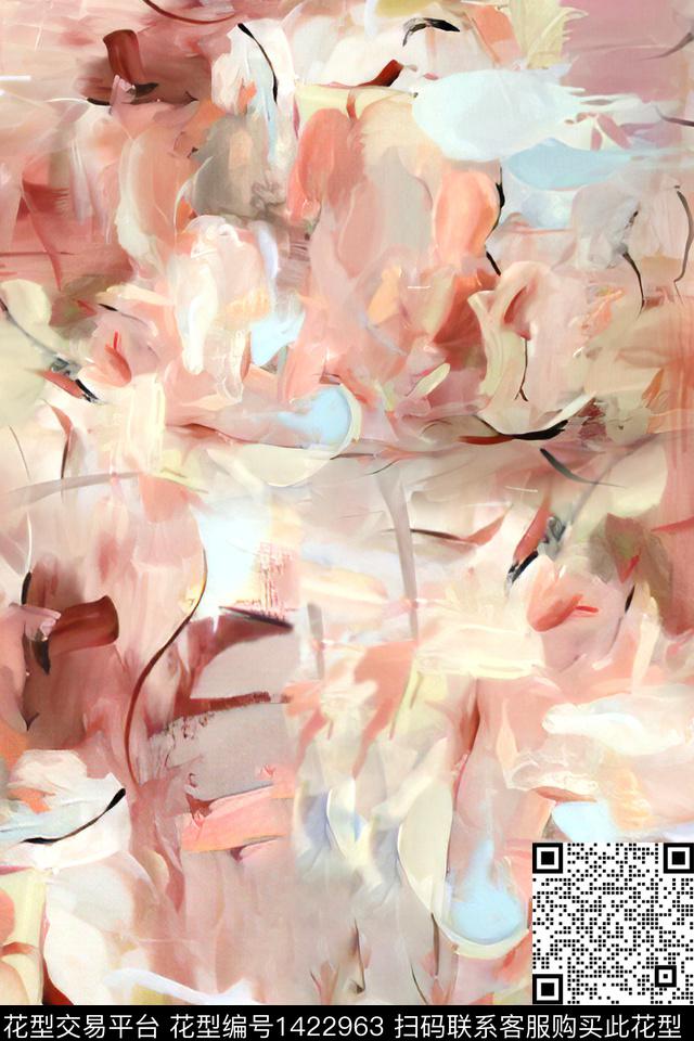 抽象小清新真丝数码印花华亿平台下载（图片编号: 1422963） - 瓦栏（Walan）