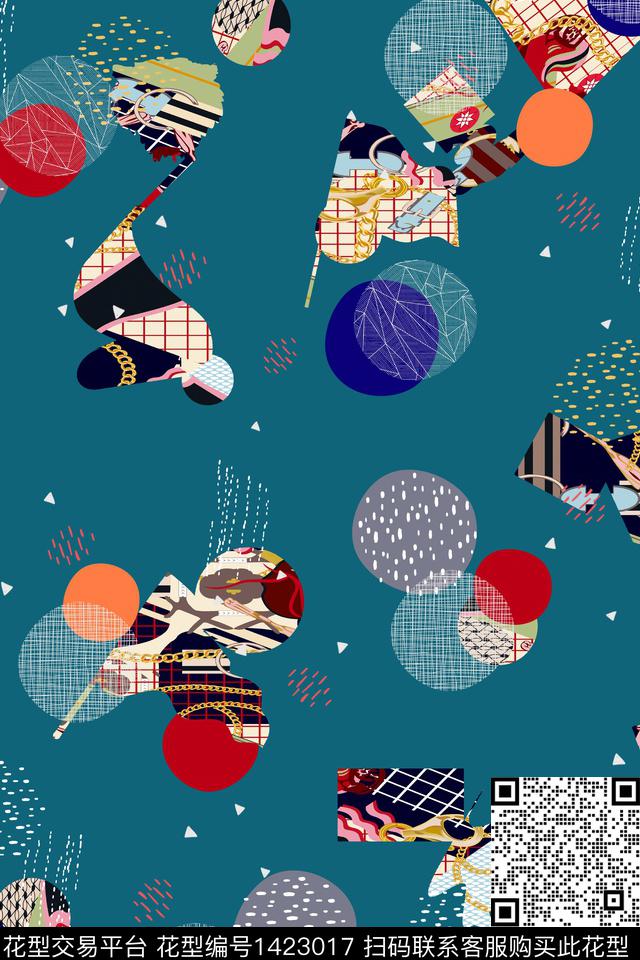 几何休闲趣味数码印花华亿平台下载（图片编号: 1423017） - 瓦栏（Walan）