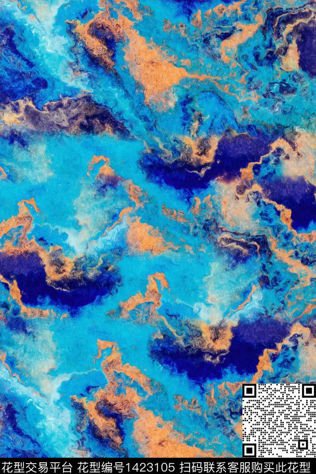 数码华亿平台水彩笔触数码印花华亿平台下载（图片编号: 1423105） - 瓦栏（Walan）