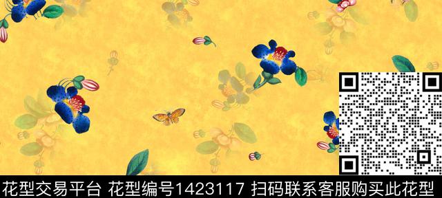 花卉棉麻水彩花卉数码印花华亿平台下载（图片编号: 1423117） - 瓦栏（Walan）