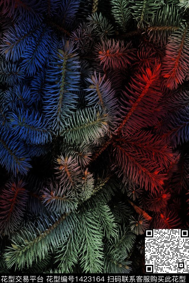 松针炫彩树数码印花华亿平台下载（图片编号: 1423164） - 瓦栏（Walan）