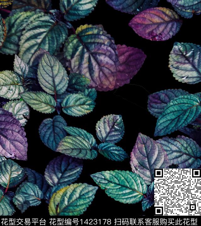 炫彩绿植树叶花卉数码印花华亿平台下载（图片编号: 1423178） - 瓦栏（Walan）